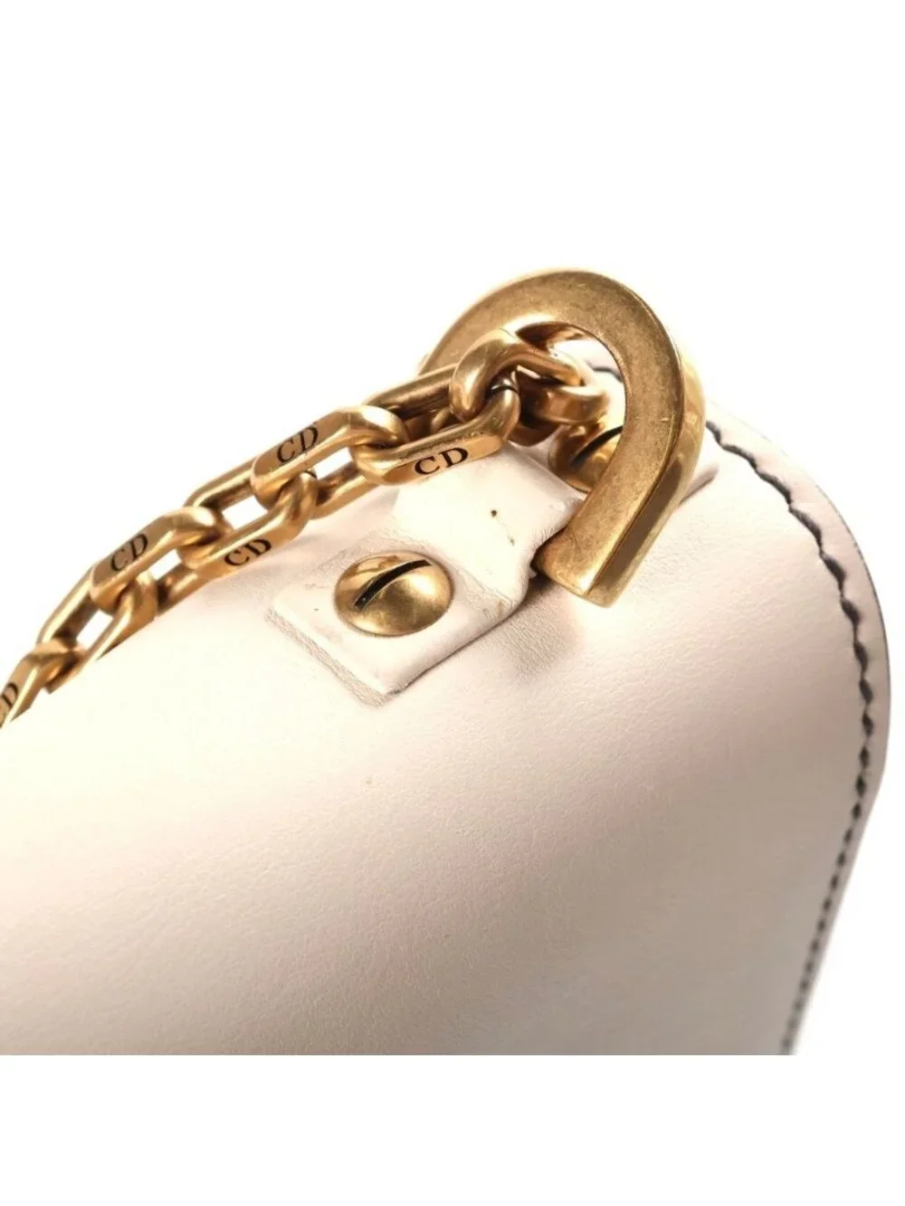Dior J'Adior Chain Flap Shoulder Bag Ivory Leather Gold